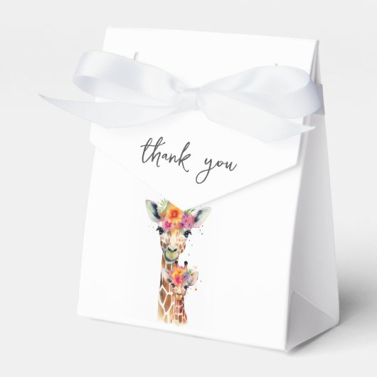 Safari Dier Bloemen Giraffe Moeder Baby shower Bedankdoosjes (Voorkant Zijde)