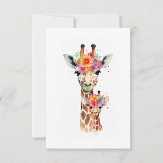 Safari Dier Bloemen Giraffe Moeder Baby shower Bedankkaart (Achterkant)