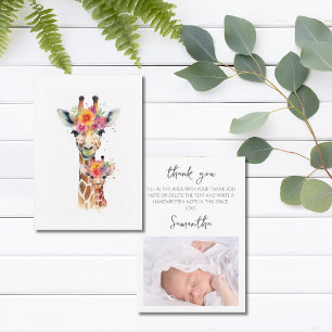 Safari Dier Bloemen Giraffe Moeder Baby shower Bedankkaart