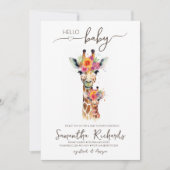 Safari Dier Bloemen Giraffe Moeder Baby shower Kaart (Voorkant)