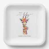 Safari Dier Bloemen Giraffe Moeder Baby shower Papieren Bordje (Voorkant)