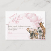 Safari dier Boho Baby Meisje Douche Luier Raffle Informatiekaartje (Voorkant)