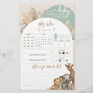 Safari dier boho Baby shower voorspellingen spel