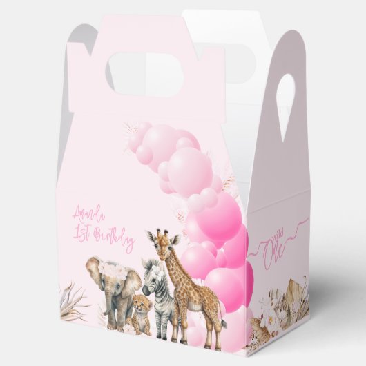 Safari dier Boho ballon meisje 1e verjaardag gunst Bedankdoosjes (Geopend)