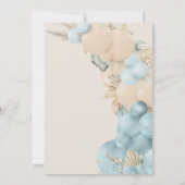 Safari Dier Boho Blue Balloon Boy Baby shower Kaart (Achterkant)