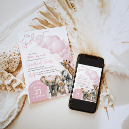 Safari dier Boho Oh Meisje Baby shower Kaart