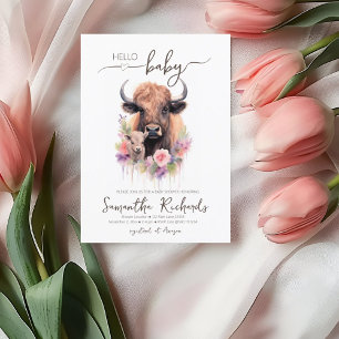 Safari Dier Buffel Bloemen Baby shower Kaart