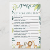 Safari Dier die weet mama Baby shower spel Briefpapier (Voorkant / Achterkant)