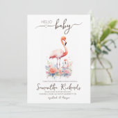 Safari Dier Flamingo Bloemen Moeder Baby shower Kaart (Staand voorkant)