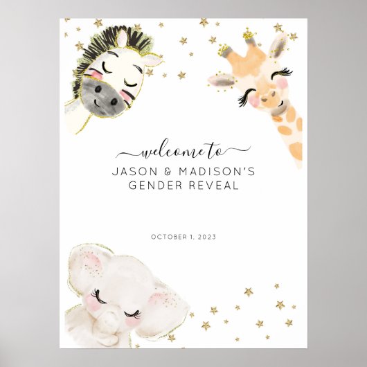 Safari Dier Geslacht onthullen Welkomstbord Poster (Voorkant)