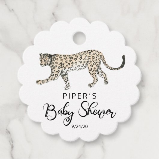 Safari Dier Leopard Baby shower Dank u Bedankjes Labels (Voorkant)