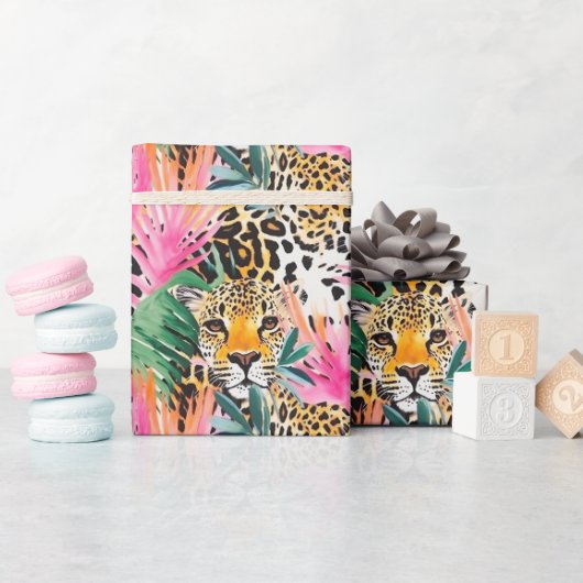 Safari Dier Luipaard Kleurrijk Afrika Cadeaupapier (Baby Shower)