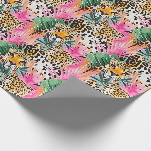 Safari Dier Luipaard Kleurrijk Afrika Cadeaupapier (Hoek)