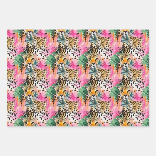 Safari Dier Luipaard Kleurrijk Afrika Inpakpapier Vel (Voorkant 3)