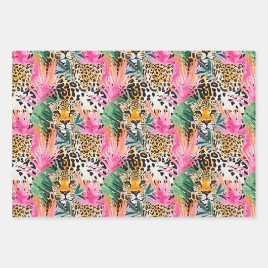 Safari Dier Luipaard Kleurrijk Afrika Inpakpapier Vel (Voorkant 2)
