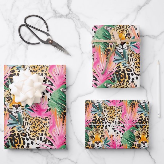 Safari Dier Luipaard Kleurrijk Afrika Inpakpapier Vel (Voorkant)
