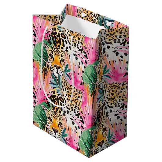 Safari Dier Luipaard Kleurrijk Afrika Medium Cadeauzakje (Achterkant Gekanteld)