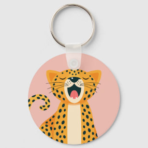 Safari dier met speelse cheeta kartentekening die sleutelhanger