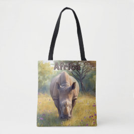 Safari Dier Neushoorn Aquarel Natuur Tote Bag