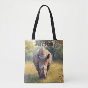 Safari Dier Neushoorn Aquarel Natuur Tote Bag