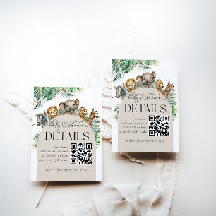 Safari Dier Oerwoud Baby shower details qrcode Informatiekaartje