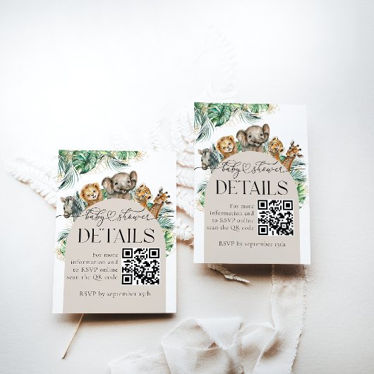 Safari Dier Oerwoud Baby shower details qrcode Informatiekaartje
