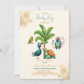 Safari Dier Oerwoud Groen & Goud Baby shower Kaart (Voorkant)