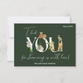 Safari Dier Oerwoud Groene jongen Baby shower Bedankkaart (Voorkant)