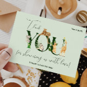 Safari Dier Oerwoud Groene jongen Baby shower Bedankkaart