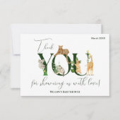 Safari Dier Oerwoud Groene jongen Baby shower Bedankkaart (Voorkant)