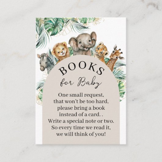 Safari Dier Oerwoud Modern Baby shower boeken Informatiekaartje (Voorkant)