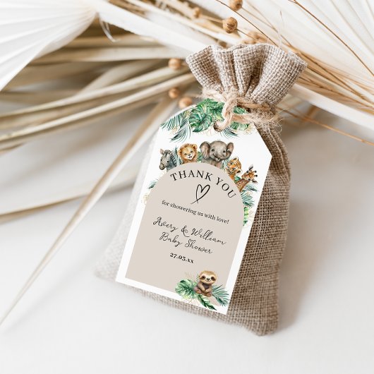 Safari Dier Oerwoud Modern Baby shower Cadeaulabel