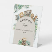 Safari Dier Oerwoud Modern Baby shower Custom Reclamebord Met Voetstuk (Voorkant)