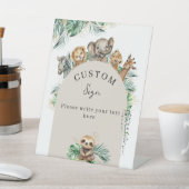 Safari Dier Oerwoud Modern Baby shower Custom Reclamebord Met Voetstuk (Insitu)