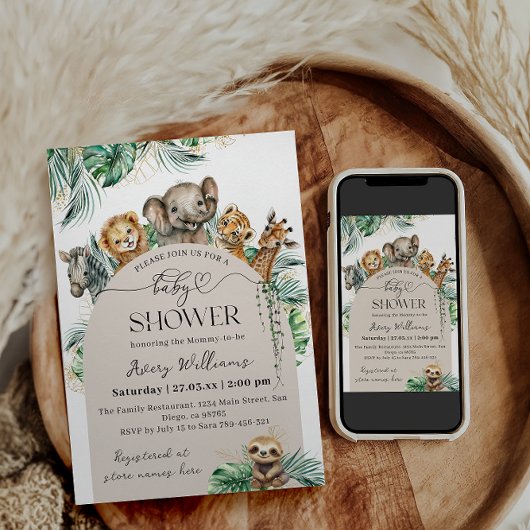 Safari Dier Oerwoud Modern Baby shower Kaart