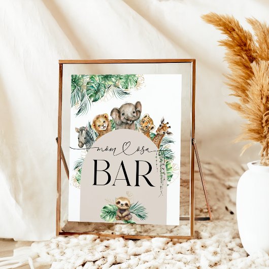 Safari Dier Oerwoud Modern Baby shower Momosa bar Poster