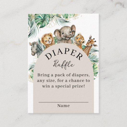 Safari Dier Oerwoud Modern Baby showers luier Informatiekaartje (Voorkant)