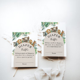 Safari Dier Oerwoud Modern Baby showers luier Informatiekaartje