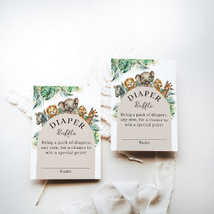 Safari Dier Oerwoud Modern Baby showers luier Informatiekaartje