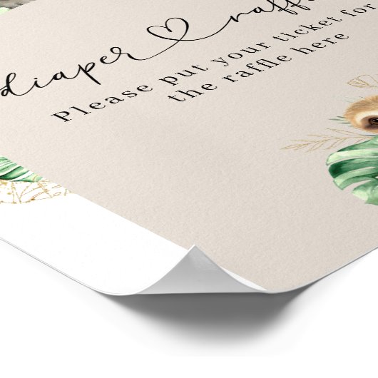 Safari Dier Oerwoud Modern Baby showers luier Poster (Hoek)