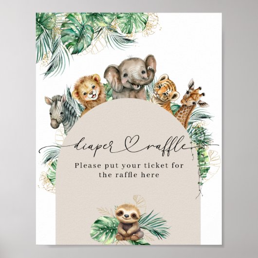 Safari Dier Oerwoud Modern Baby showers luier Poster (Voorkant)