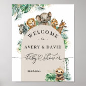 Safari Dier Oerwoud Modern Welkom Baby shower Poster (Voorkant)
