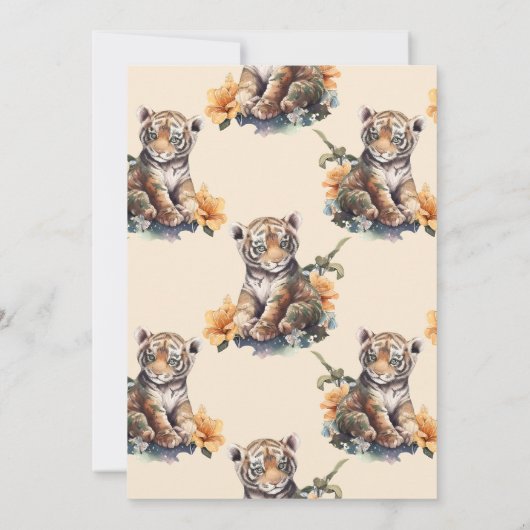 Safari Dier Oerwoud Tijger Baby shower Kaart (Achterkant)