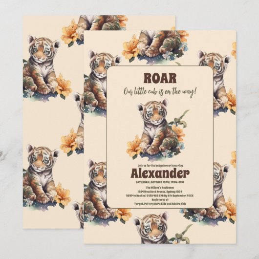 Safari Dier Oerwoud Tijger Baby shower Kaart (Voorkant / Achterkant)