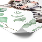 Safari Dier Roze Bloemen 1e Verjaardag Welkom Poster (Hoek)