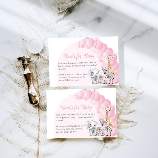 Safari Dier Roze Boho Baby Meisje Douche Luier Informatiekaartje