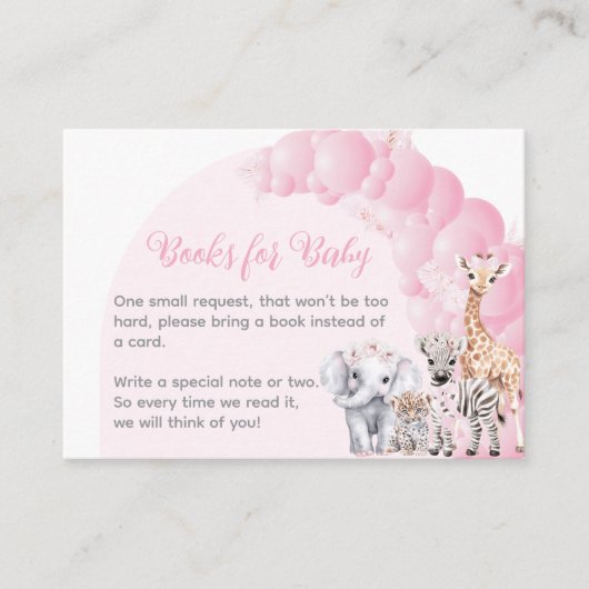 Safari Dier Roze Boho Baby Meisje Douche Luier Informatiekaartje (Voorkant)