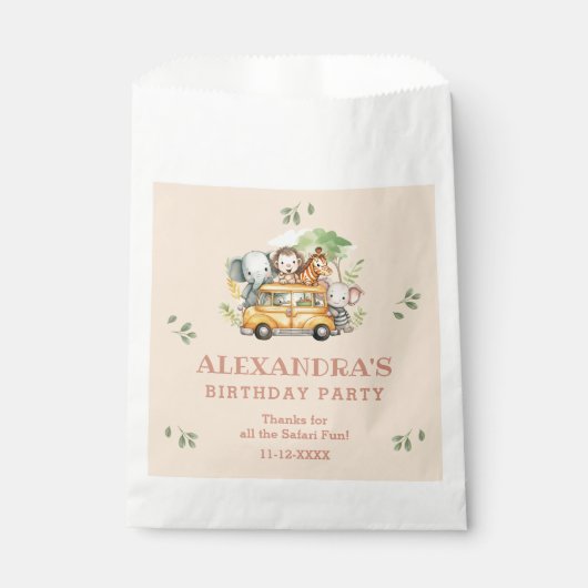 Safari Dier Roze Meisje Oerwoud Verjaardag Dank u Bedankzakje (Voorkant)