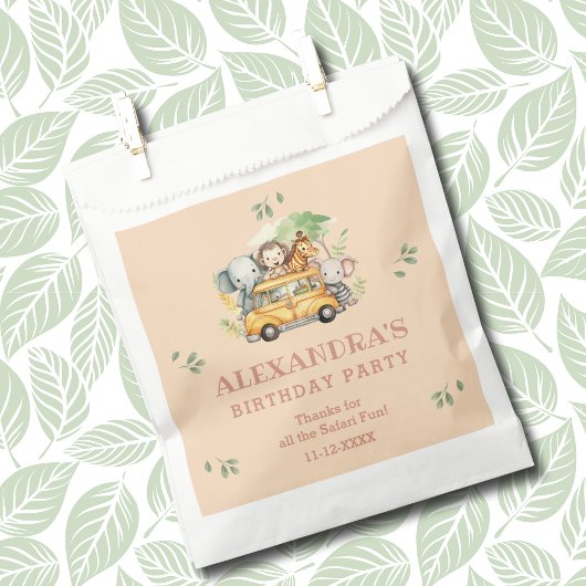 Safari Dier Roze Meisje Oerwoud Verjaardag Dank u Bedankzakje