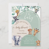 Safari Dier Schattige Genderneutraal Baby shower Kaart (Voorkant)